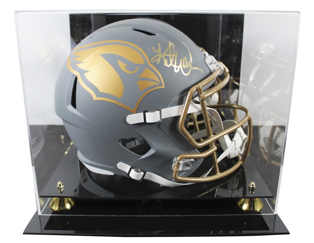 Kurt Warner Autographed Arizona Cardinals Full Size Slate Speed Helmet With BAS COA Case: Kurt Warner Autographed Arizona Cardinals Full Size Slate Speed Helmet With BAS COA Case This Arizona Cardinals full-size Speed Replica helmet features an alternate slate finish and has been personall