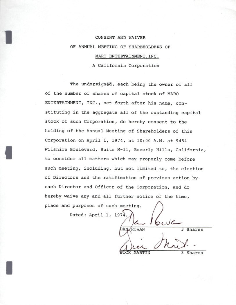Autographed Contract by Dan Rowan and Dick Martin Beckett Authenticated (1 of 3)