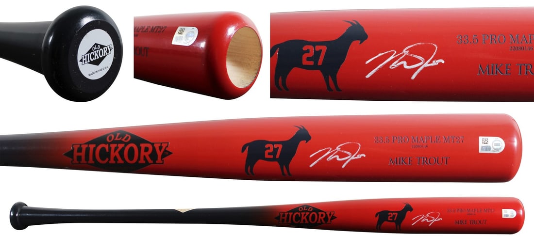Mike Trout Signed Old Hickory Pro Maple Baseball Bat MLB Authentic: Mike Trout Signed Old Hickory Pro Maple Baseball Bat MLB Authentic This is an original autographed Old Hickory Player Model 33.5 Pro Maple MT27P Baseball Bat, personally signed by Mike Trout of the Lo