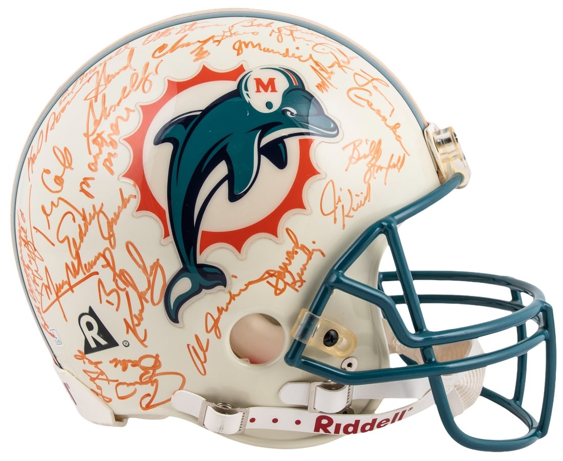 Riddell Miami Dolphins 1972 Super Bowl VII Helmet 43 Signatures PSA Beckett (1 of 14)