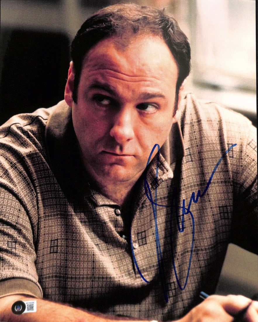 James Gandolfini Signed 11x14 Photo Tony Soprano Beckett LOA: James Gandolfini Signed 11x14 Photo Tony Soprano Beckett LOA This authentic 11x14 color photograph features James Gandolfini, best known for his role as Tony Soprano in the acclaimed TV series The Sop