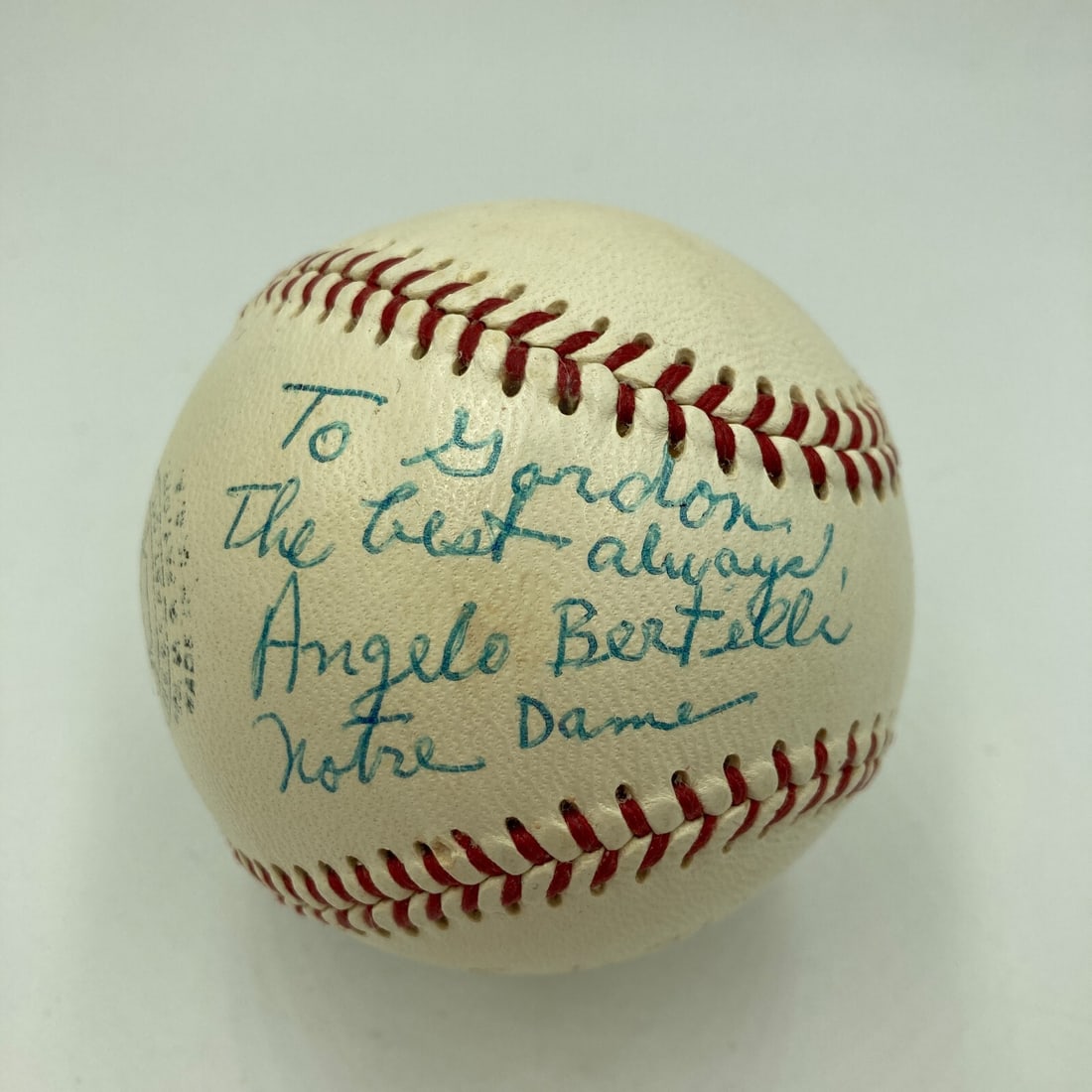 Angelo Bertelli Signed 1950s American League Baseball with JSA Authentication: Angelo Bertelli Signed 1950s American League Baseball with JSA Authentication This authentic 1950's baseball is signed by Heisman Trophy winner Angelo Bertelli, making it a remarkable collectible for 