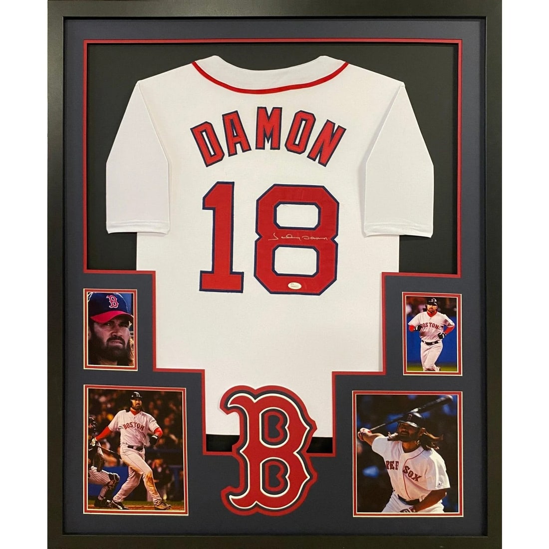 Johnny Damon Autographed Framed Jersey Boston Red Sox JSA Certified (1 of 2)
