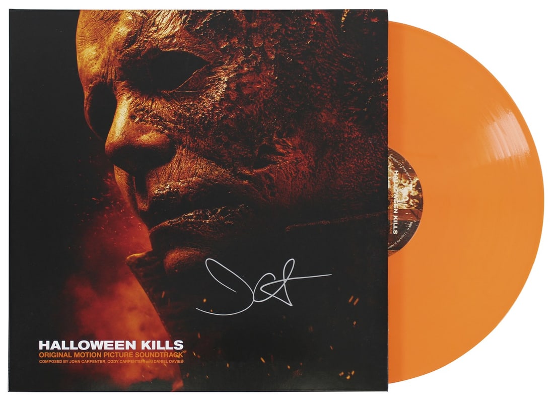 Signed Halloween Kills soundtrack album cover with vinyl by John Carpenter BAS (1 of 10)