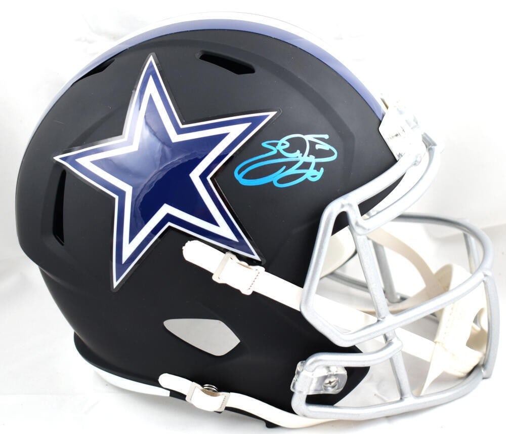 Dallas Cowboys full size Speed helmet signed by Emmitt Smith Beckett hologram: Dallas Cowboys full size Speed helmet signed by Emmitt Smith Beckett hologram This is an original autographed full-size Dallas Cowboys flat black speed helmet signed by Emmitt Smith. It includes a Bec