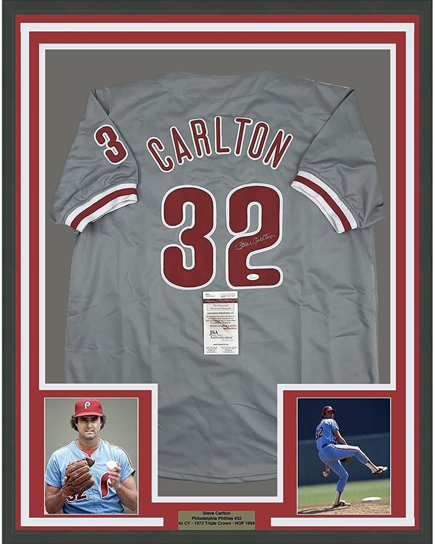 Steve Carlton signed Phillies jersey framed 33x42 JSA COA (1 of 2)