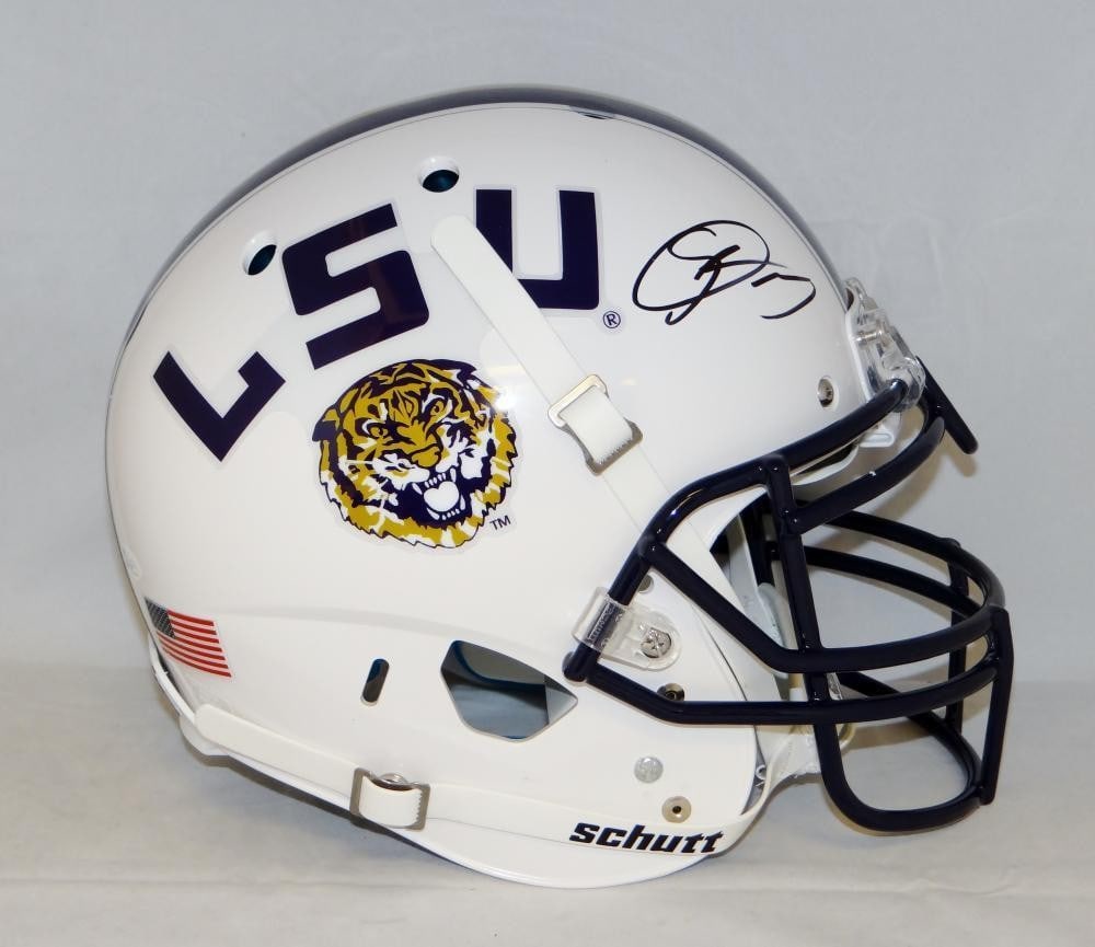 LSU Tigers Schutt Full Size White Helmet Signed by Odell Beckham JSA Auth (1 of 6)