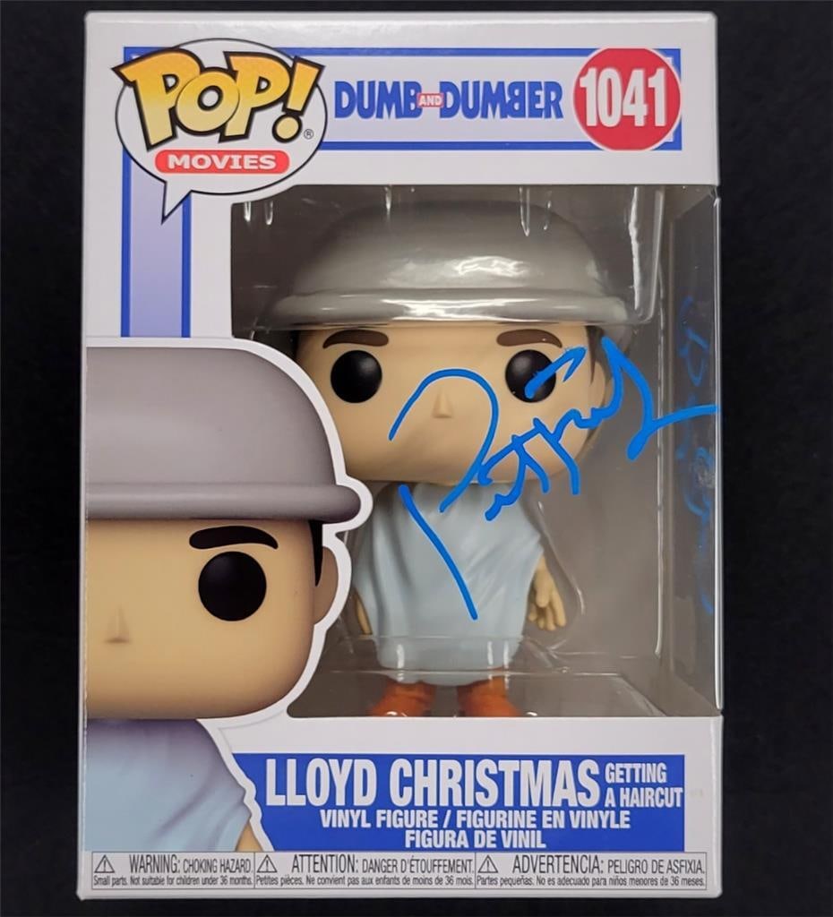 Lloyd Christmas Funko Pop Signed by Peter and Bobby Farrelly BAS Authenticated: Lloyd Christmas Funko Pop Signed by Peter and Bobby Farrelly BAS Authenticated This is a pre-owned Lloyd Christmas Funko Pop! figure, signed by Peter and Bobby Farrelly, the creators of the iconic fil