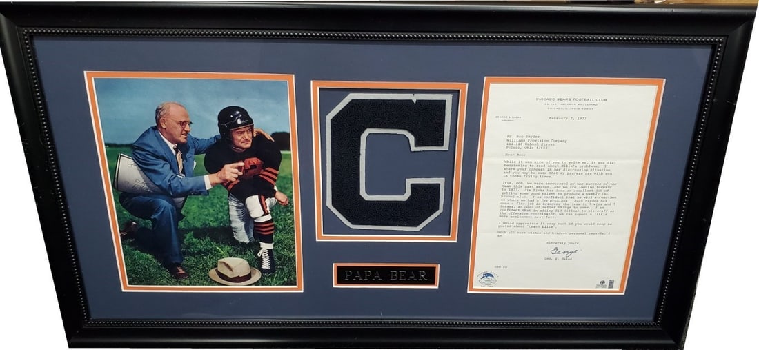 Framed George Halas Signed Letter and Photograph Chicago Bears GAI Authenticated (1 of 4)