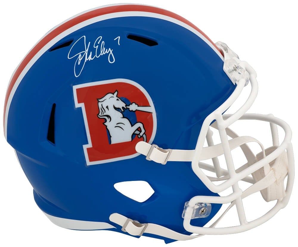 John Elway autographed Riddell full size Broncos replica helmet (1 of 1)