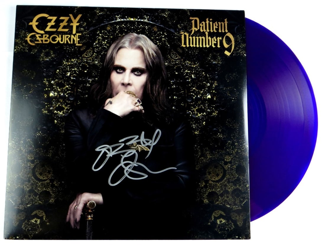 Ozzy Osbourne Patient #9 Signed Purple Vinyl Album JSA Authenticated: Ozzy Osbourne Patient #9 Signed Purple Vinyl Album JSA Authenticated This is an original Ozzy Osbourne autographed record album of 'Patient #9' pressed on purple vinyl. The album is authenticated by J
