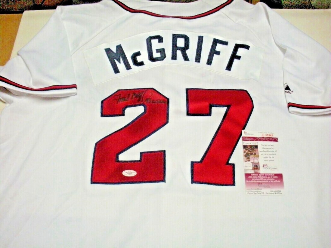 Signed Majestic Atlanta Braves Jersey Fred McGriff JSA Authenticated 1995 Champions (1 of 3)