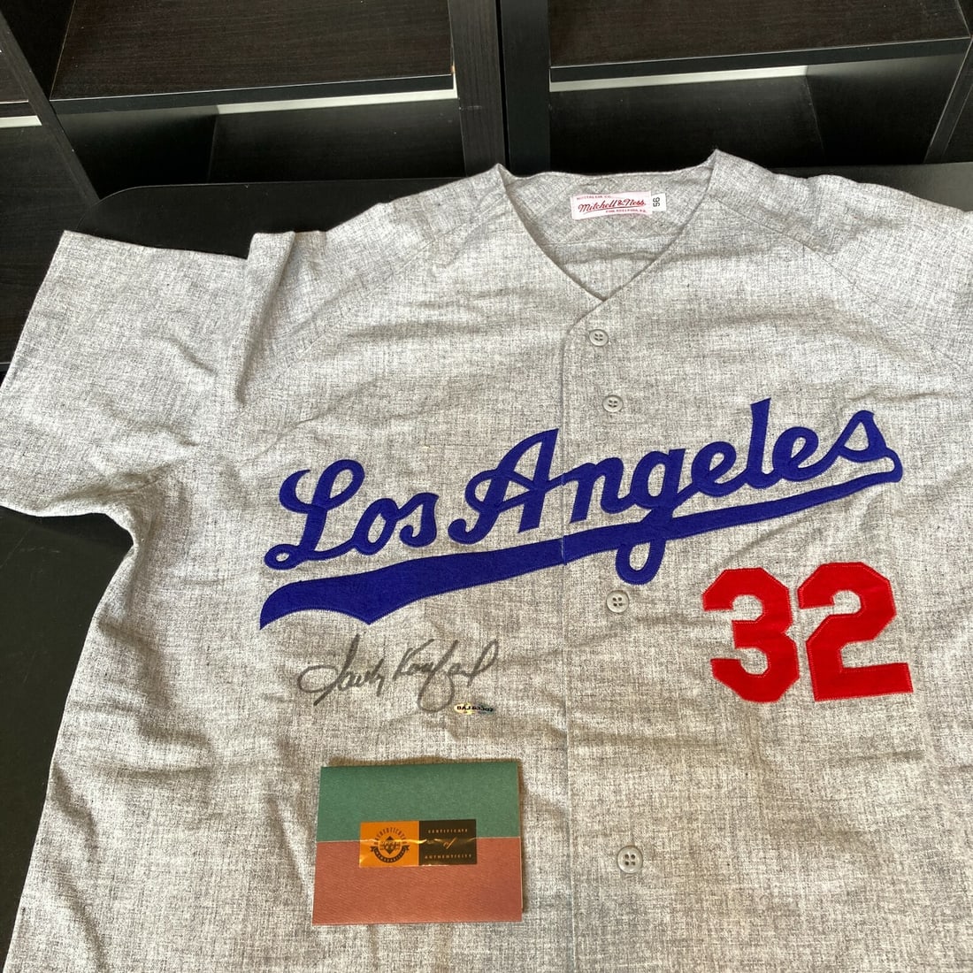 Mitchell Ness 1963 Dodgers Road Jersey Signed by Sandy Koufax UDA COA (1 of 11)