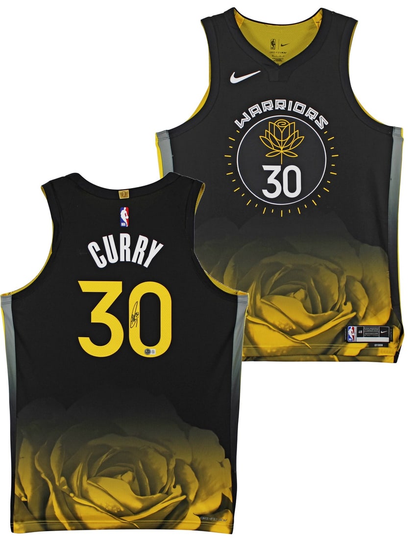 Stephen Curry Signed Black Nike Rose City Edition Jersey BAS: Stephen Curry Signed Black Nike Rose City Edition Jersey BAS This authentic black Nike Rose City Edition jersey is personally signed by Stephen Curry, the star player of the Golden State Warriors. The