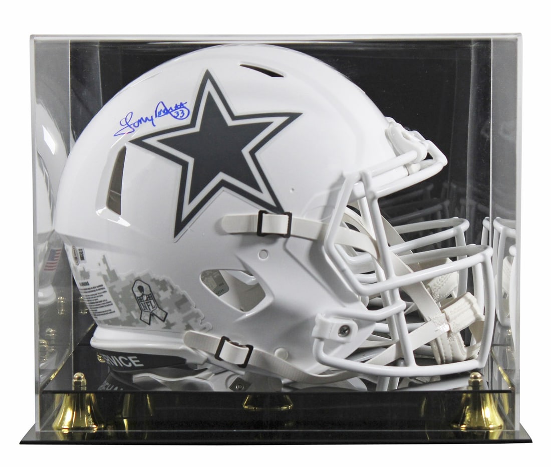 Tony Dorsett autographed Cowboys Speed Proline helmet with display case BAS: Tony Dorsett autographed Cowboys Speed Proline helmet with display case BAS This autographed alternate 2024 Salute To Service III Riddell full size Speed Proline helmet has been personally signed by T