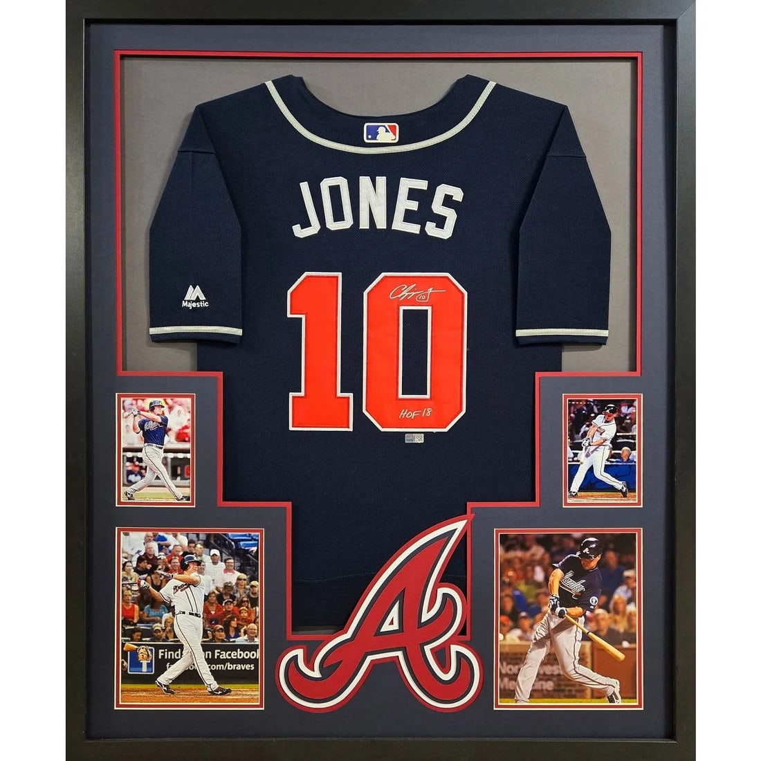 Framed Chipper Jones Autographed Braves Blue Jersey Beckett Tristar (1 of 2)