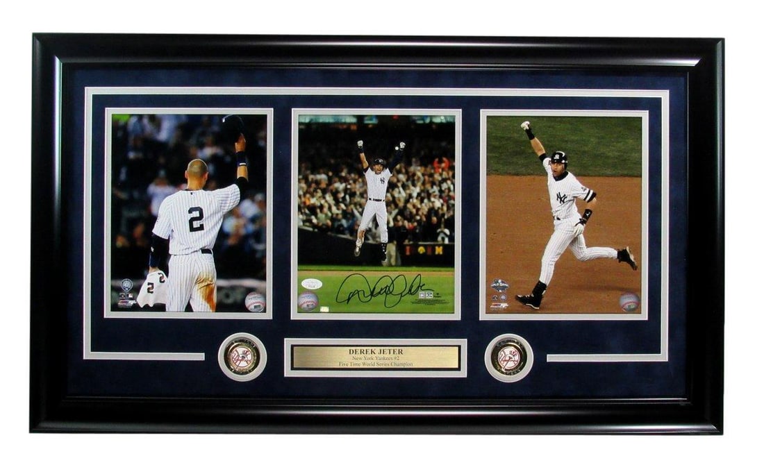 Framed Derek Jeter Yankees autographed photo collage 8x10 JSA (1 of 4)