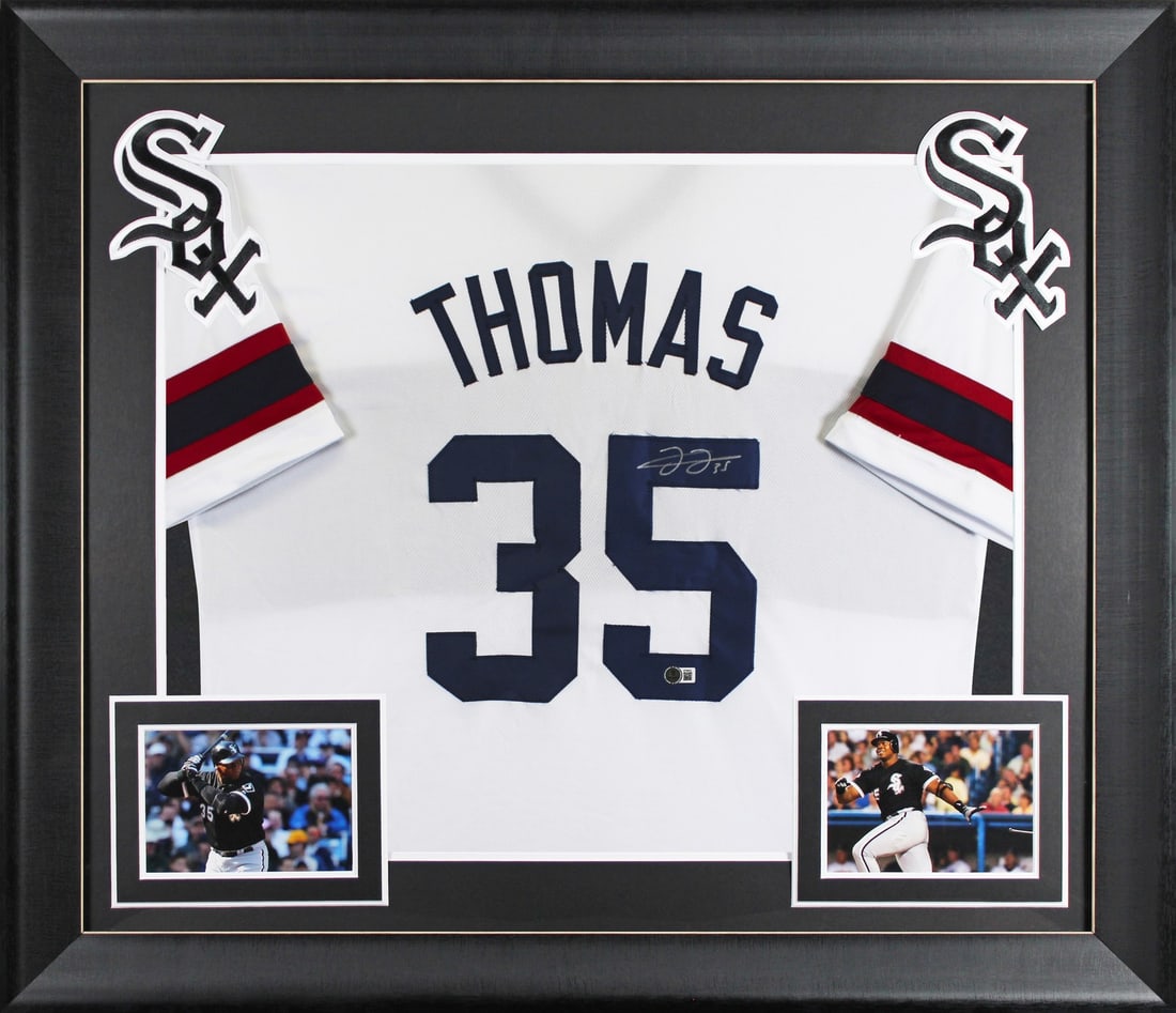 Framed Frank Thomas White Sox Throwback Jersey Signed BAS Witnessed (1 of 2)
