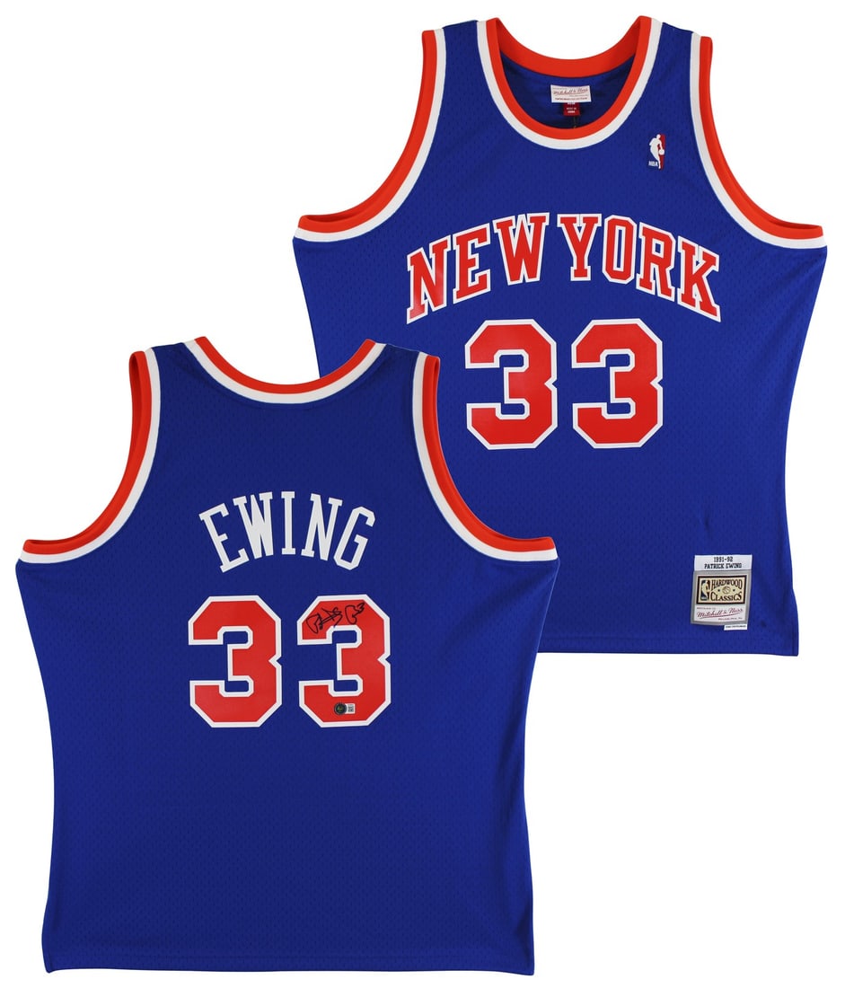 Patrick Ewing Signed Knicks 1991-92 Blue Jersey BAS Authenticated: Patrick Ewing Signed Knicks 1991-92 Blue Jersey BAS Authenticated Celebrate the legacy of a basketball legend with this authentic Patrick Ewing signed blue Mitchell & Ness jersey from the 1991-92 seas