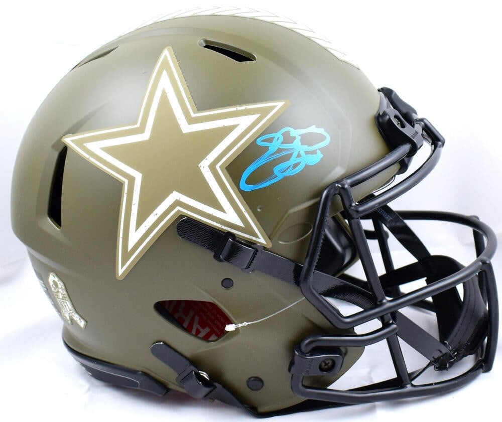 Dallas Cowboys Salute to Service Speed Helmet Signed by Emmitt Smith Beckett (1 of 10)