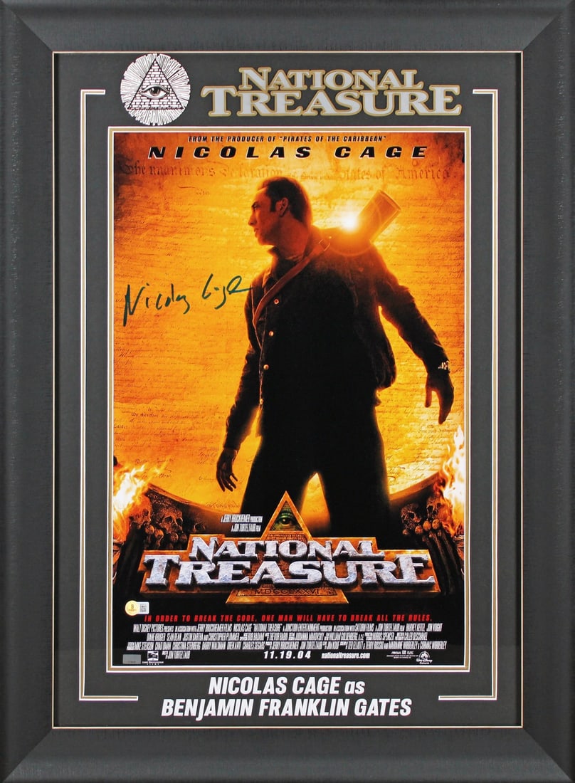 Framed 16x24 Nicolas Cage National Treasure signed photo BAS (1 of 2)
