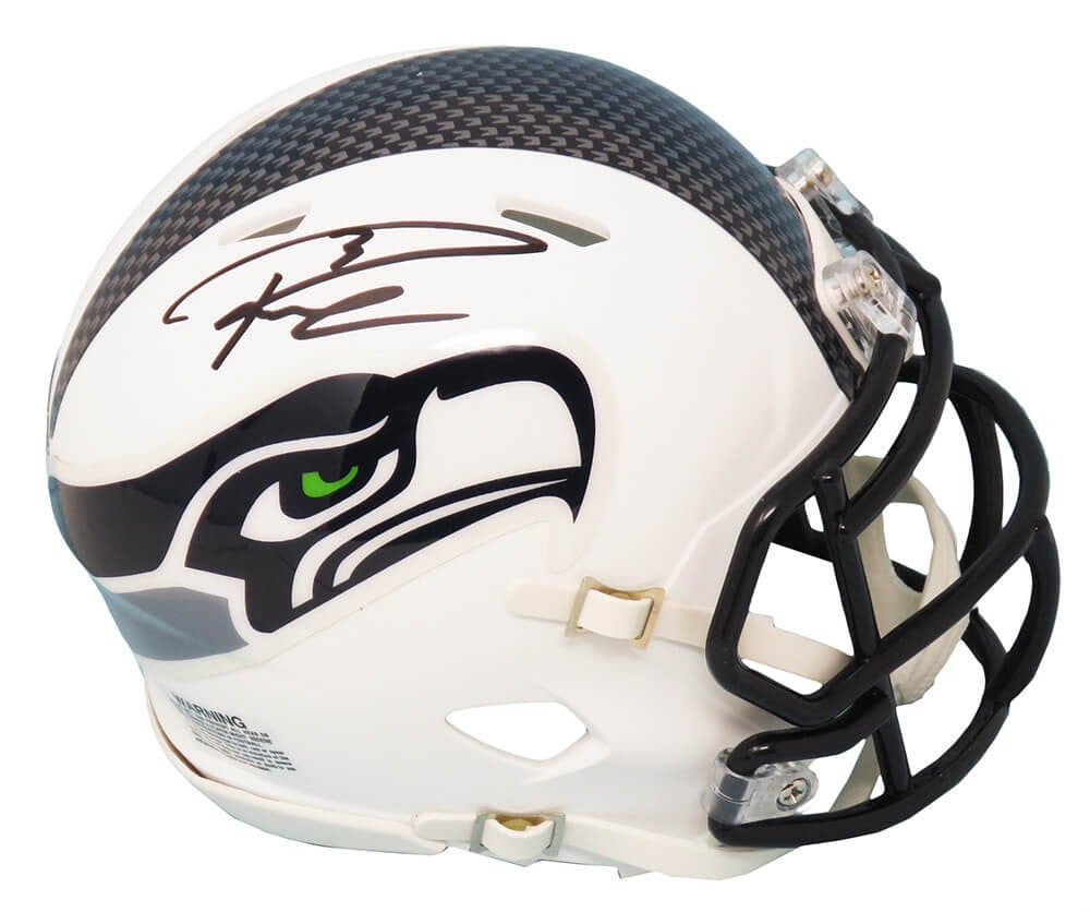 Russell Wilson autographed Riddell Speed mini helmet Seahawks flat white matte (1 of 1)