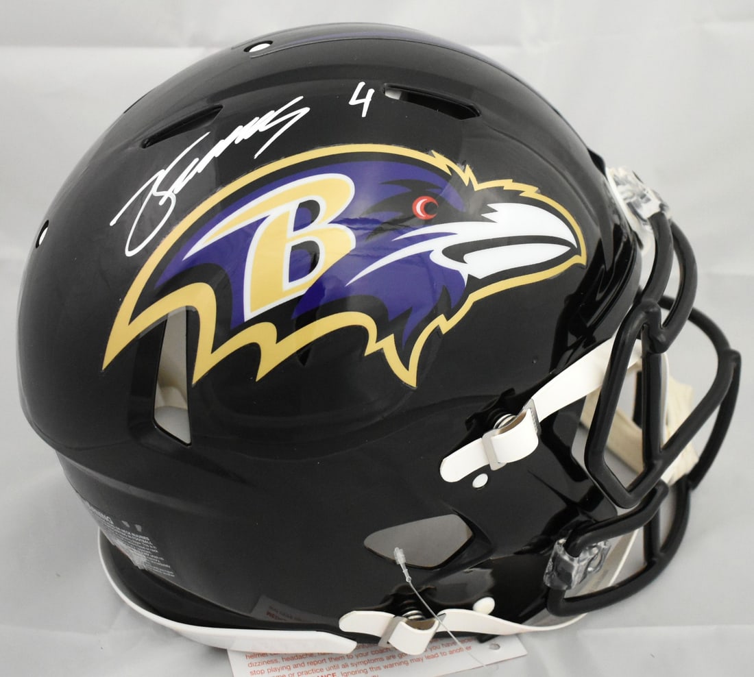 Baltimore Ravens Full Size Speed Authentic Helmet Signed by Zay Flowers Beckett Holo: Baltimore Ravens Full Size Speed Authentic Helmet Signed by Zay Flowers Beckett Holo This is a pre-owned Baltimore Ravens full-size Speed Authentic helmet signed by Zay Flowers. The helmet is an origi