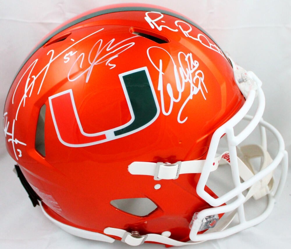Miami Hurricanes football helmet signed by Sapp Irvin Johnson Lewis Gore Beckett (1 of 11)