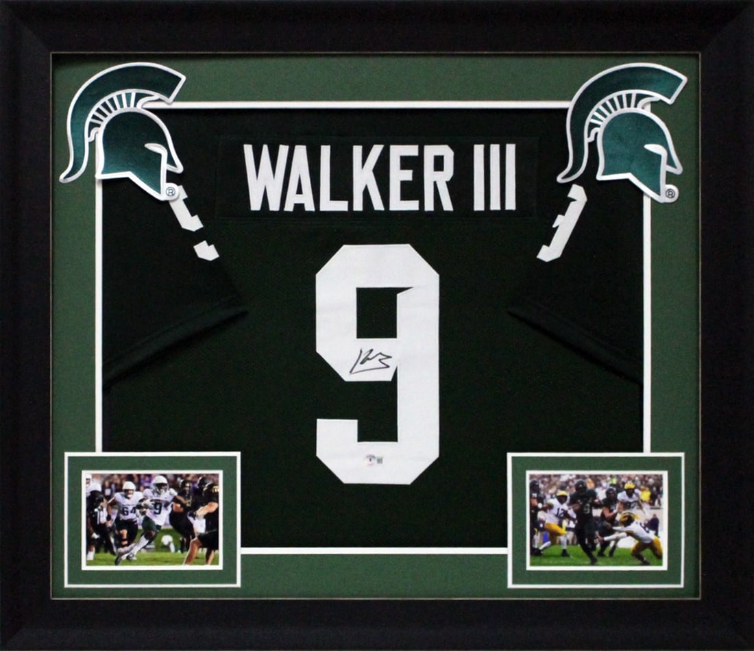 Kenneth Walker III Signed Framed Jersey Michigan State Spartans BAS Witnessed (1 of 1)