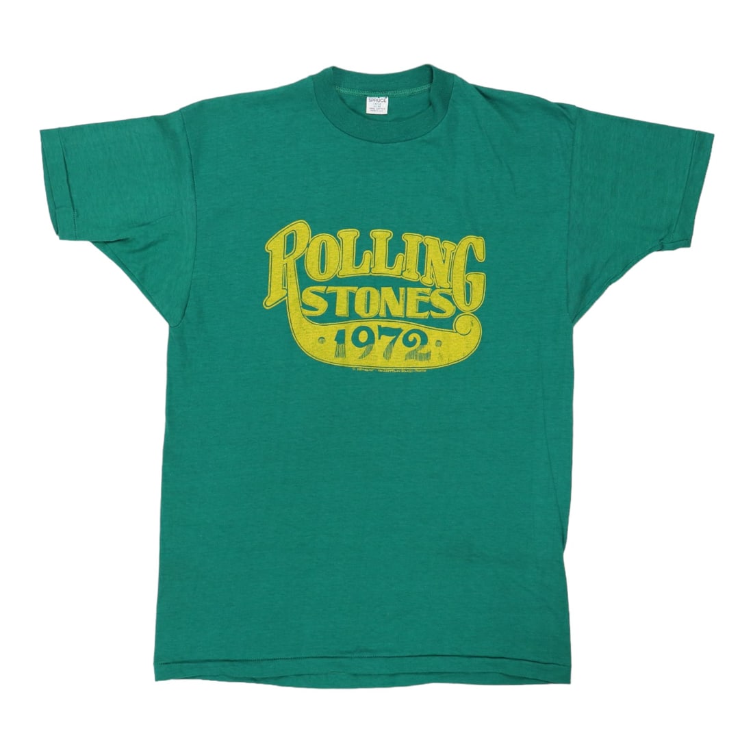 Vintage 1972 Rolling Stones Crew Green Cotton Tour Shirt (1 of 4)