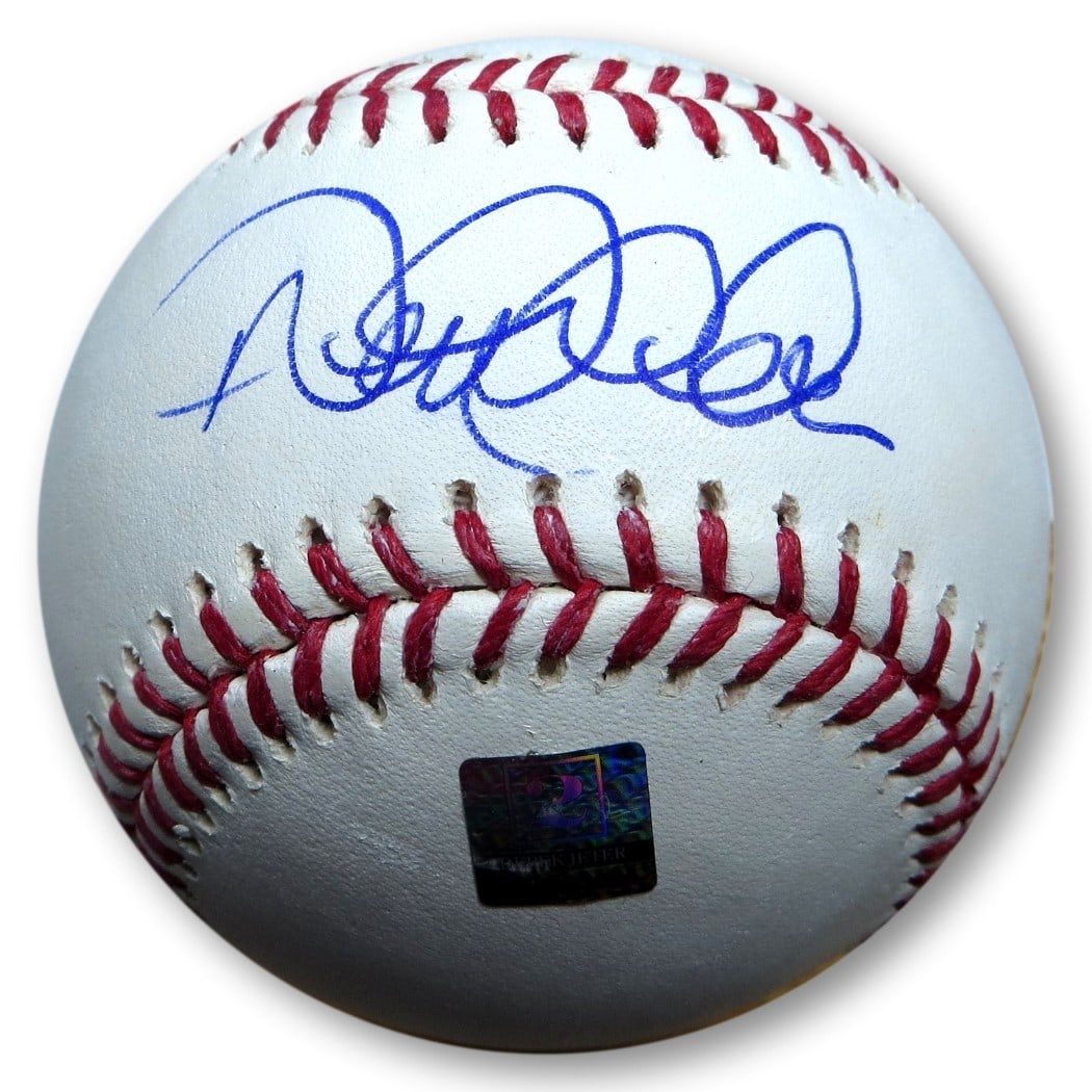 Derek Jeter autographed New York Yankees baseball Athlete Hologram: Derek Jeter autographed New York Yankees baseball Athlete Hologram This is an original baseball autographed by Derek Jeter, featuring authentication by an athlete hologram. The ball represents the New