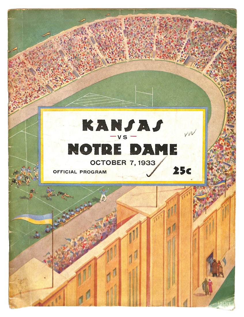 Vintage 1933 Notre Dame Kansas football game program (1 of 8)