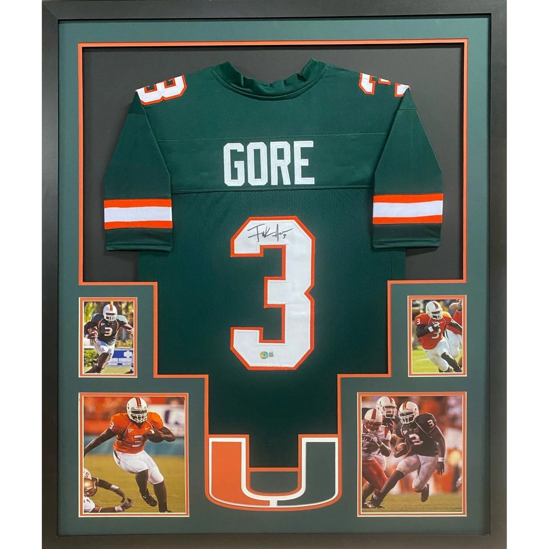 Framed Frank Gore Autographed Miami Hurricanes Jersey Beckett Authenticated (1 of 2)
