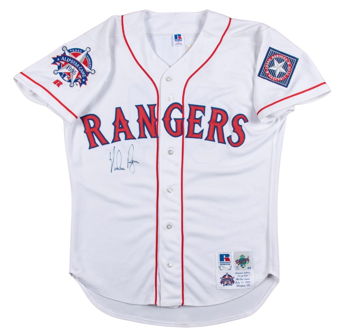 Limited Edition Nolan Ryan Signed Jersey Texas Rangers JSA COA #34/200: Limited Edition Nolan Ryan Signed Jersey Texas Rangers JSA COA #34/200 This is a limited-edition Texas Rangers jersey, numbered 34 out of 200, personally signed by Hall of Fame pitcher Nolan Ryan, kno
