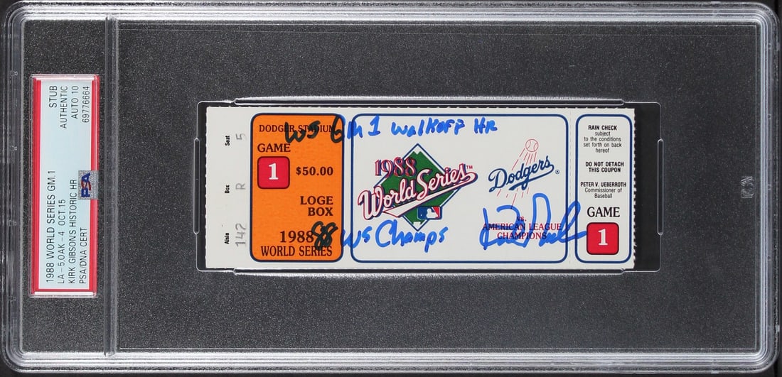 Kirk Gibson signed 1988 World Series Game 1 ticket PSA slabbed (1 of 2)