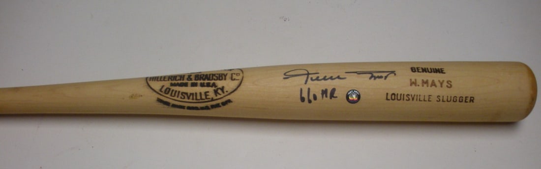 Willie Mays Autographed Bat With Hologram San Francisco Giants Baseball HOF 79: Willie Mays Autographed Bat With Hologram San Francisco Giants Baseball HOF 79 This is an original baseball bat signed by Willie Mays, commemorating his legendary career with the San Francisco Giants.