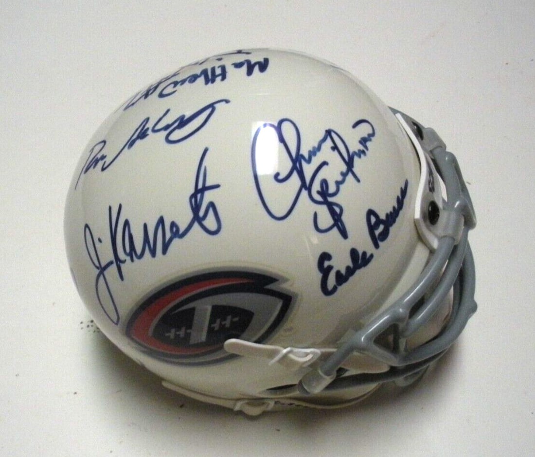 Signed Columbus Destroyers Mini Helmet with Earle Bruce Chris Spielman COA (1 of 3)