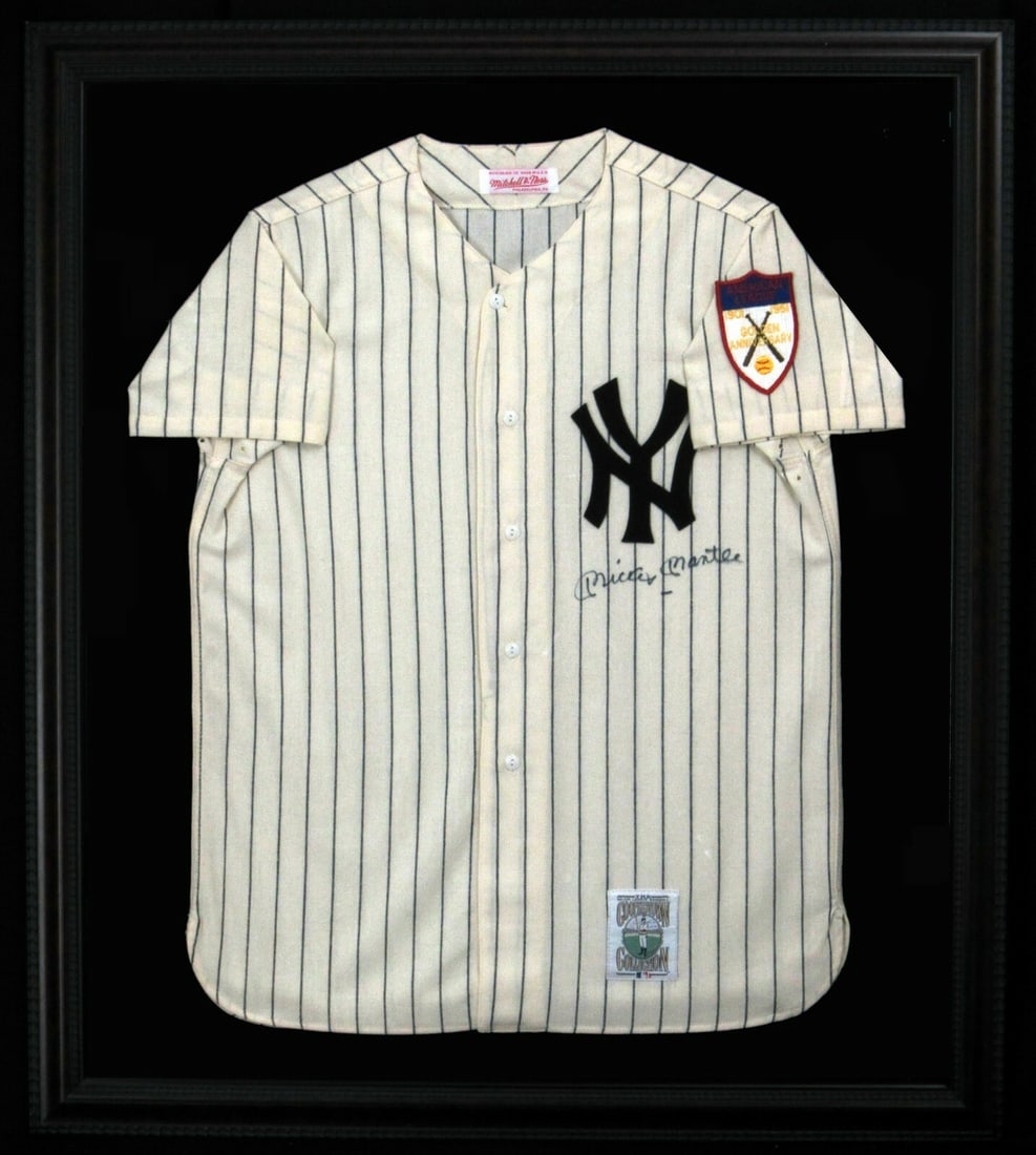 Mickey Mantle Signed 1951 Yankees Rookie Jersey PSA DNA COA Framed 36x41 (1 of 3)