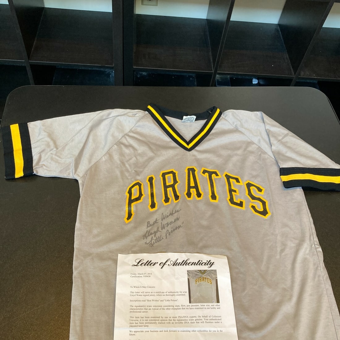 Lloyd Waner Signed Vintage Pirates Jersey PSA DNA COA Rare Collectible: Lloyd Waner Signed Vintage Pirates Jersey PSA DNA COA Rare Collectible This is a rare vintage Pittsburgh Pirates jersey signed by Lloyd Waner, famously known as "Little Poison." The jersey comes with 