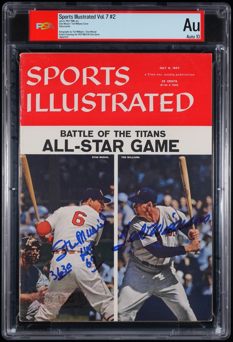 1957 Sports Illustrated Magazine Dual Signed by Stan Musial and Ted Williams PSA 10 (1 of 5)