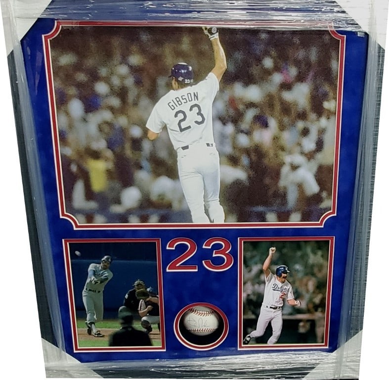 Kirk Gibson Autographed Baseball Custom Frame with 2 Photos GAI Authenticated Dodgers (1 of 3)