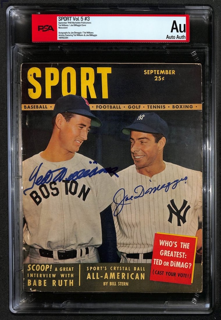 1948 SPORT Magazine Ted Williams Joe DiMaggio PSA Auto (1 of 4)