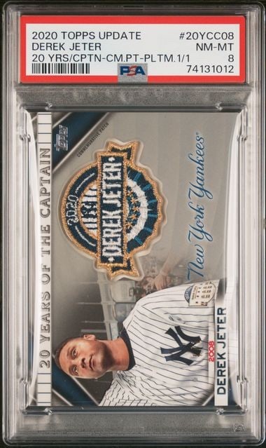 Derek Jeter Topps Update Captain Patch Platinum 1 of 1 PSA 8 (1 of 2)