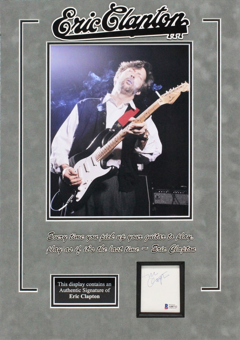 Beckett Certified Eric Clapton Signed Cut 14x20 Matted with Photo (1 of 9)
