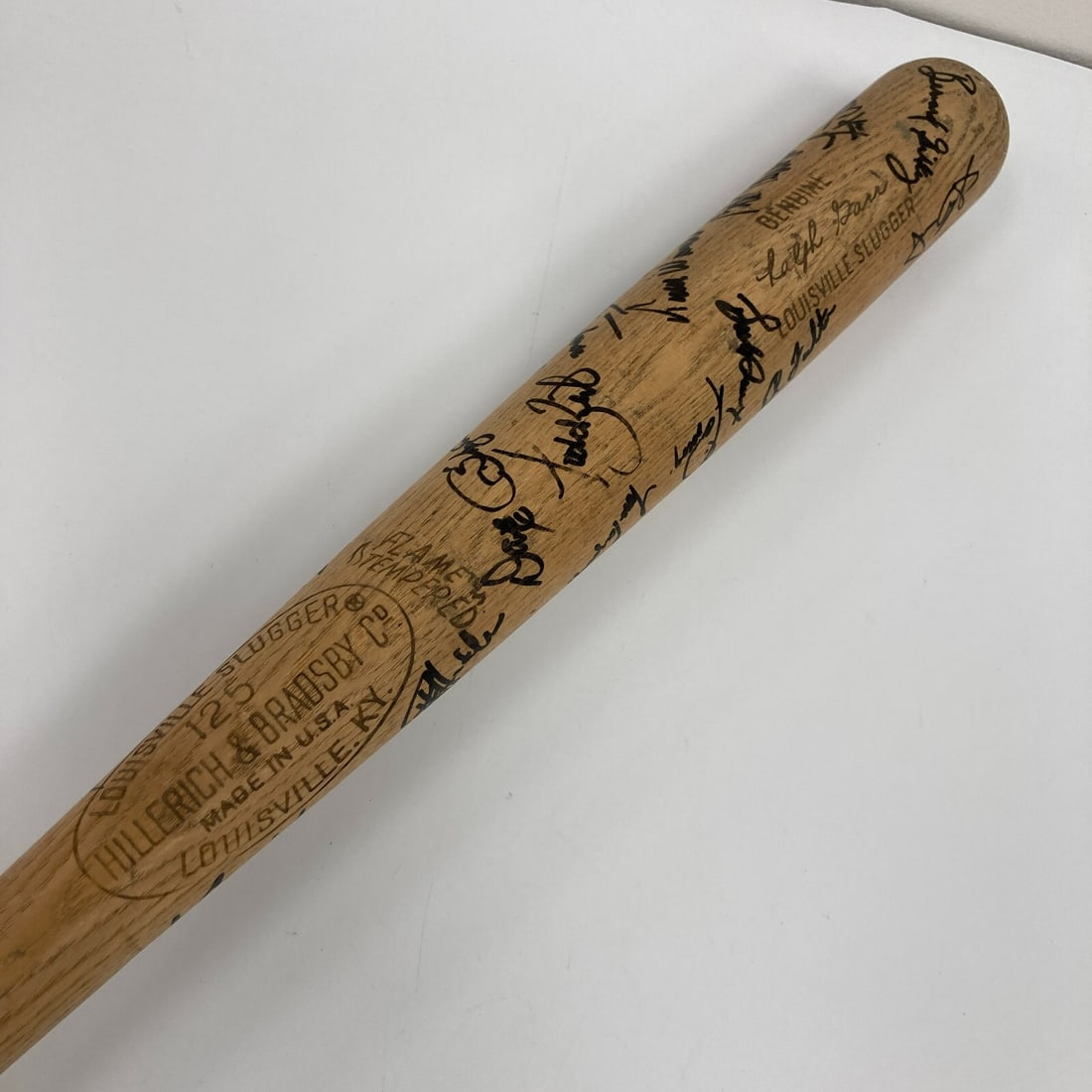 1980s St. Louis Cardinals Signed Bat with 47 Signatures JSA COA: 1980s St. Louis Cardinals Signed Bat with 47 Signatures JSA COA This 1980's St. Louis Cardinals game-used baseball bat is a remarkable collectible featuring 47 signatures from legendary players, inclu