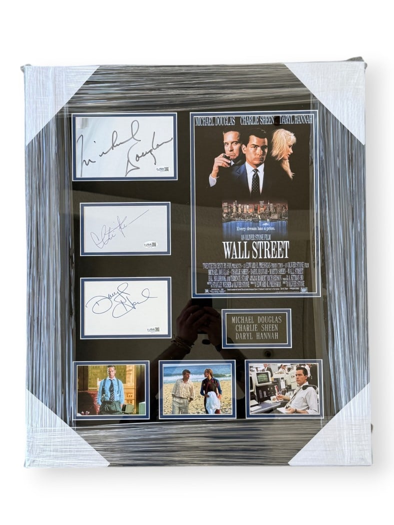 Framed Autograph Display Wall Street Cast JSA Authenticated (1 of 5)