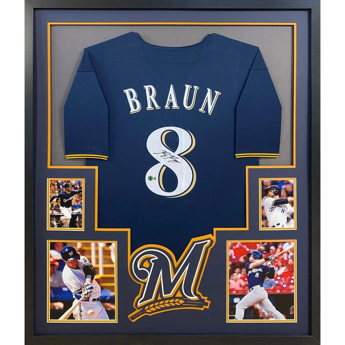 Beckett Authenticated Ryan Braun Framed Autographed Brewers Jersey: Beckett Authenticated Ryan Braun Framed Autographed Brewers Jersey This is a framed Milwaukee Brewers jersey autographed by Ryan Braun. The jersey is authenticated by Beckett and includes a tamper-pro
