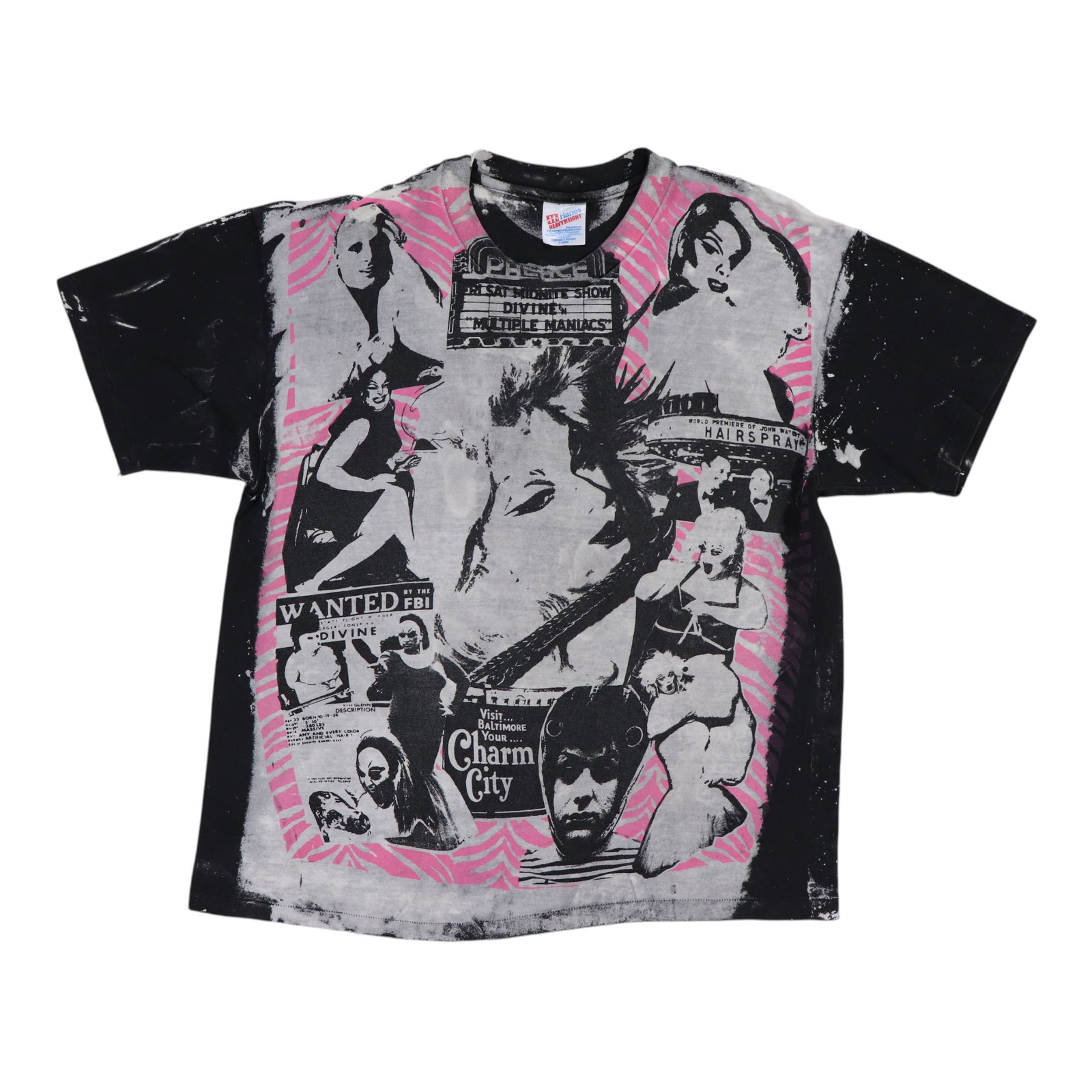 Vintage 1980s Mosquitohead Divine Graphic Cotton Shirt Black Extra Large: Vintage 1980s Mosquitohead Divine Graphic Cotton Shirt Black Extra Large This is an original vintage 1980s Divine Mosquitohead shirt featuring unique front and back graphics. The shirt is made from 10