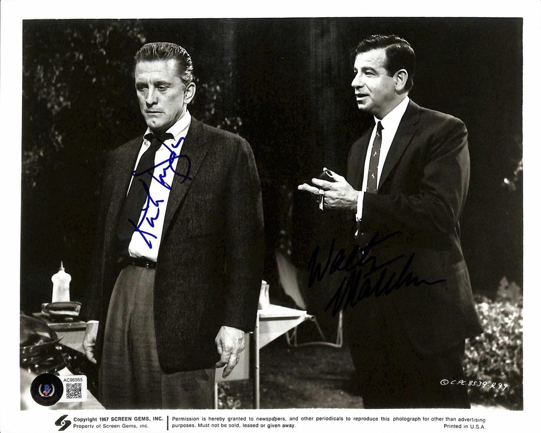 Beckett Authenticated 8x10 Film Photo Signed by Matthau and Douglas (1 of 1)