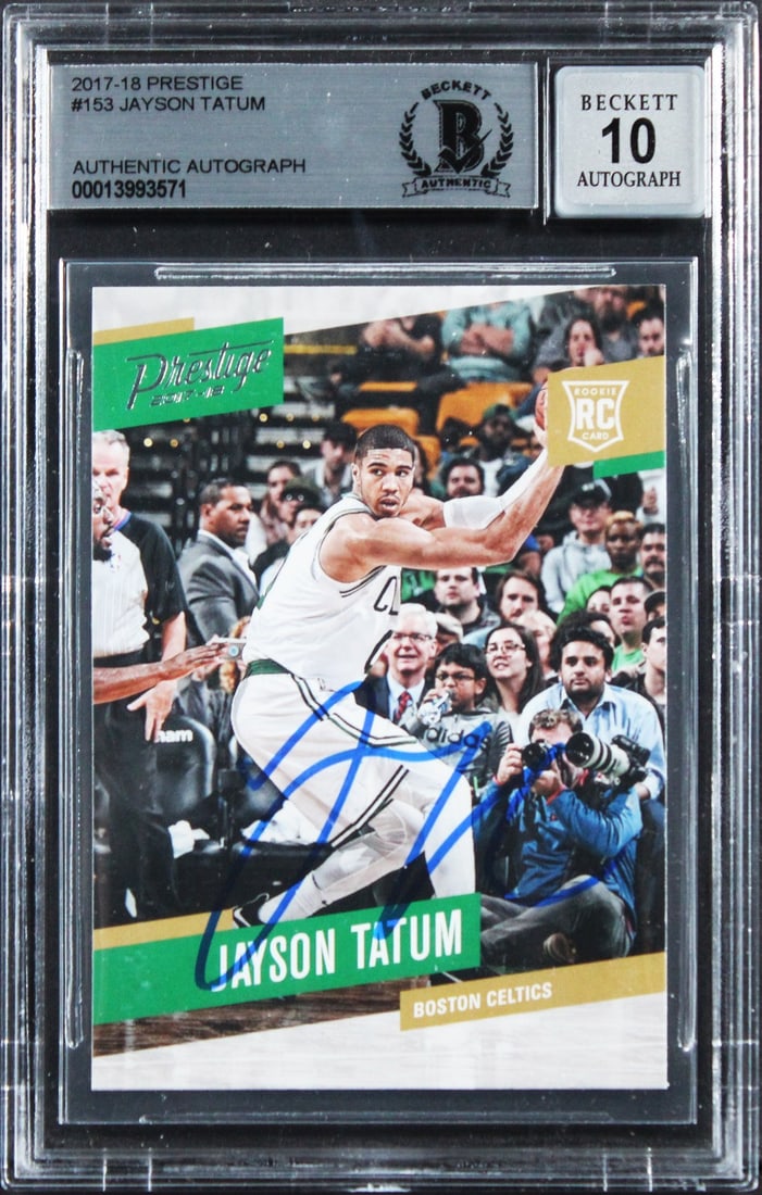 Jayson Tatum 2017 Prestige #153 Rookie Card BAS Slabbed Auto 10 (1 of 2)